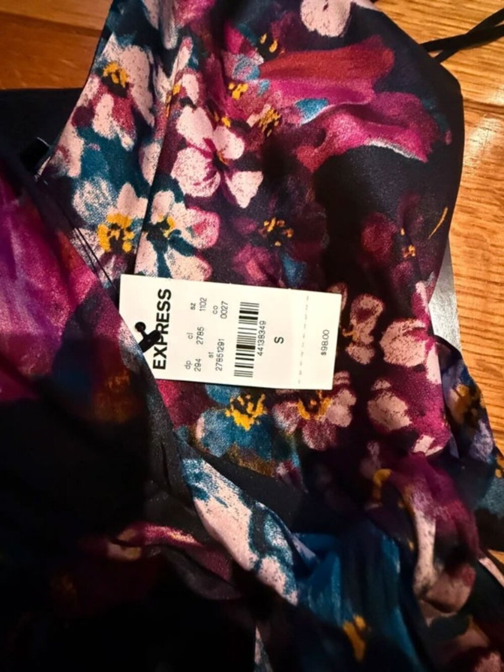Express Spring Satin Floral Print Tie Dress, NWT, Size S - Picture 4 of 4